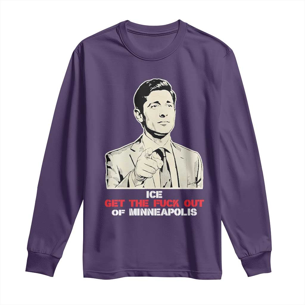 Get The F Out of Minneapolis Long Sleeve Shirt Mayor Jacob Saying Civil Resistance TS02 Purple Print Your Wear