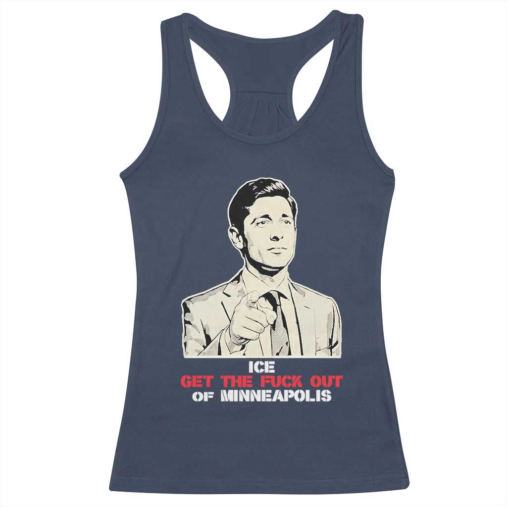 Get The F Out of Minneapolis Racerback Tank Top Mayor Jacob Saying Civil Resistance TS02 Navy Print Your Wear
