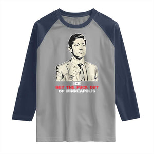 Get The F Out of Minneapolis Raglan Shirt Mayor Jacob Saying Civil Resistance TS02 Sport Gray Navy Print Your Wear