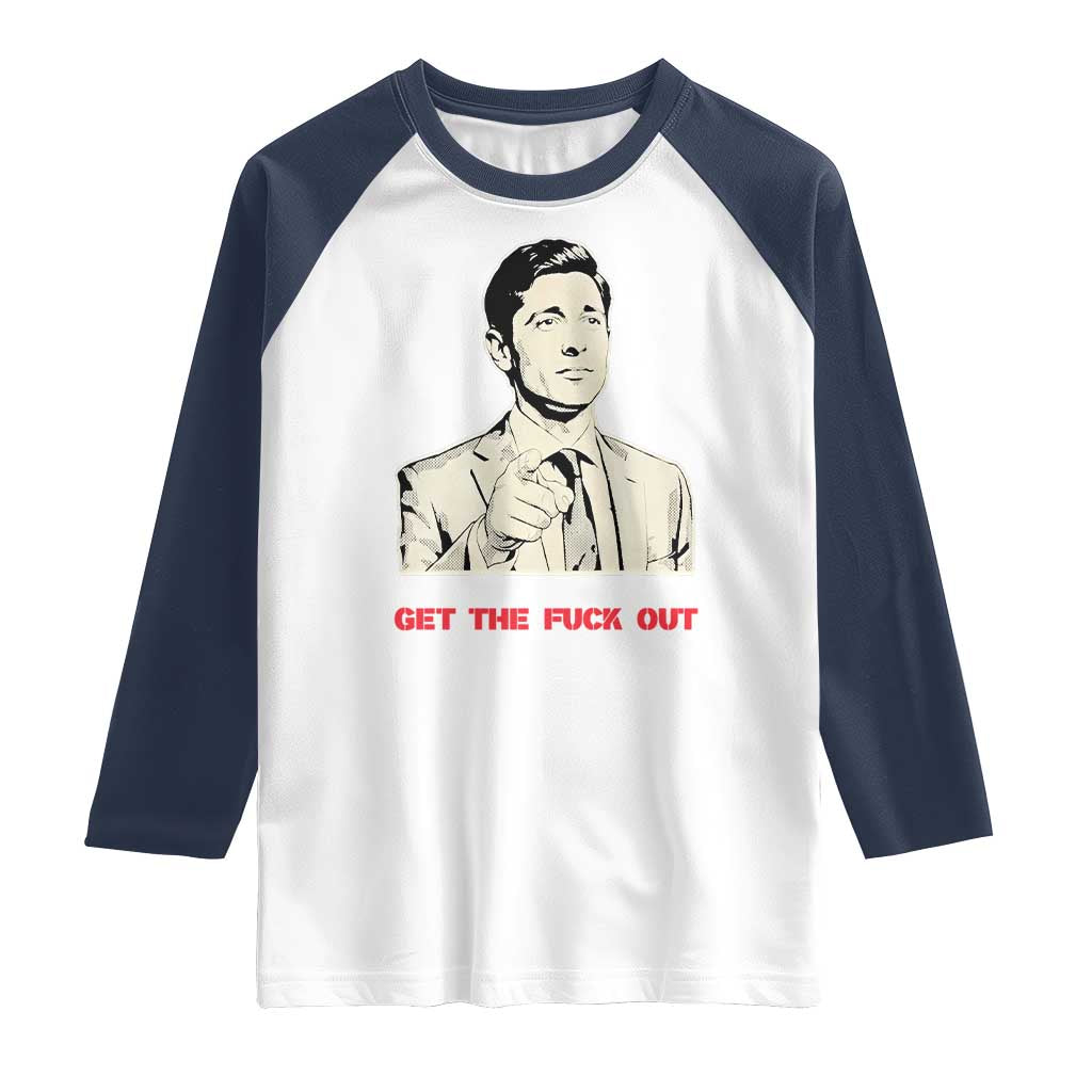 Get The F Out of Minneapolis Raglan Shirt Mayor Jacob Saying Civil Resistance TS02 White Navy Print Your Wear