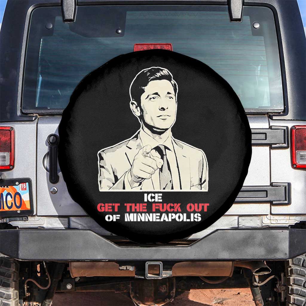 Get The F Out of Minneapolis Spare Tire Cover Mayor Jacob Saying Civil Resistance TS02 No hole Black Print Your Wear