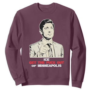 Get The F Out of Minneapolis Sweatshirt Mayor Jacob Saying Civil Resistance TS02 Maroon Print Your Wear