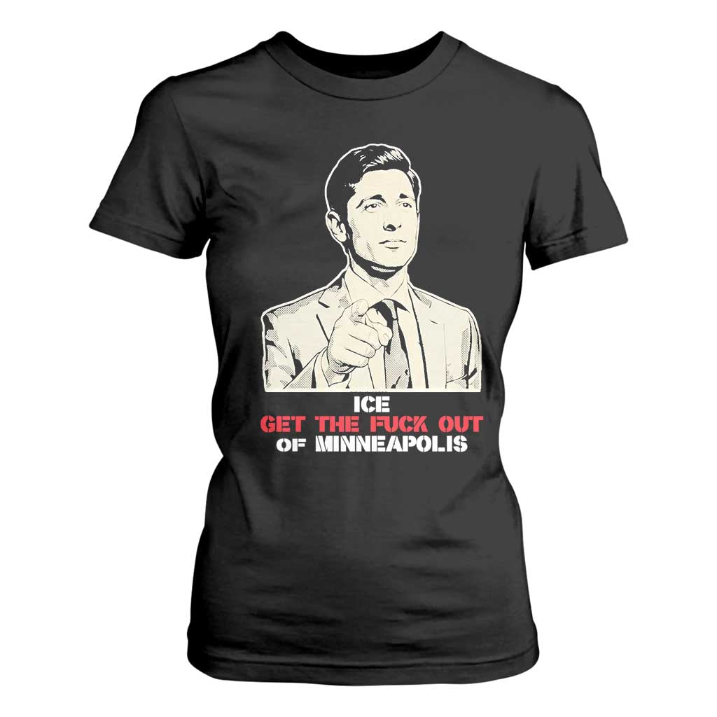Get The F Out of Minneapolis T Shirt For Women Mayor Jacob Saying Civil Resistance TS02 Black Print Your Wear