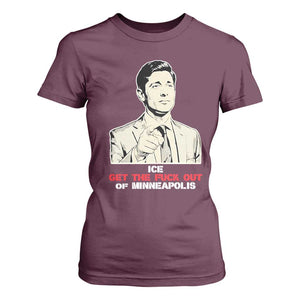Get The F Out of Minneapolis T Shirt For Women Mayor Jacob Saying Civil Resistance TS02 Maroon Print Your Wear