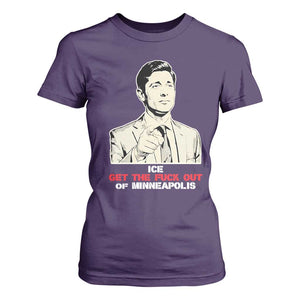 Get The F Out of Minneapolis T Shirt For Women Mayor Jacob Saying Civil Resistance TS02 Purple Print Your Wear