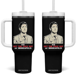 Get The F Out of Minneapolis Tumbler With Handle Mayor Jacob Saying Civil Resistance TS02 One Size: 40 oz Black Print Your Wear