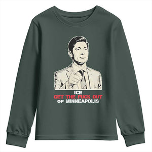 Get The F Out of Minneapolis Youth Sweatshirt Mayor Jacob Saying Civil Resistance TS02 Dark Forest Green Print Your Wear