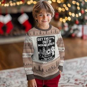 Get The F Out of Minneapolis Ugly Christmas Sweater January 8 2026 Reckless in the Streets Protest TS02 Mocha Mousse Print Your Wear