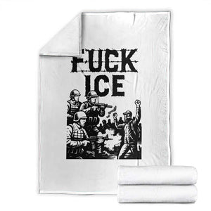 F Ice Riot Protest Graphic Throw Blanket Political Resistance Against Ice Violence TS02 White Print Your Wear