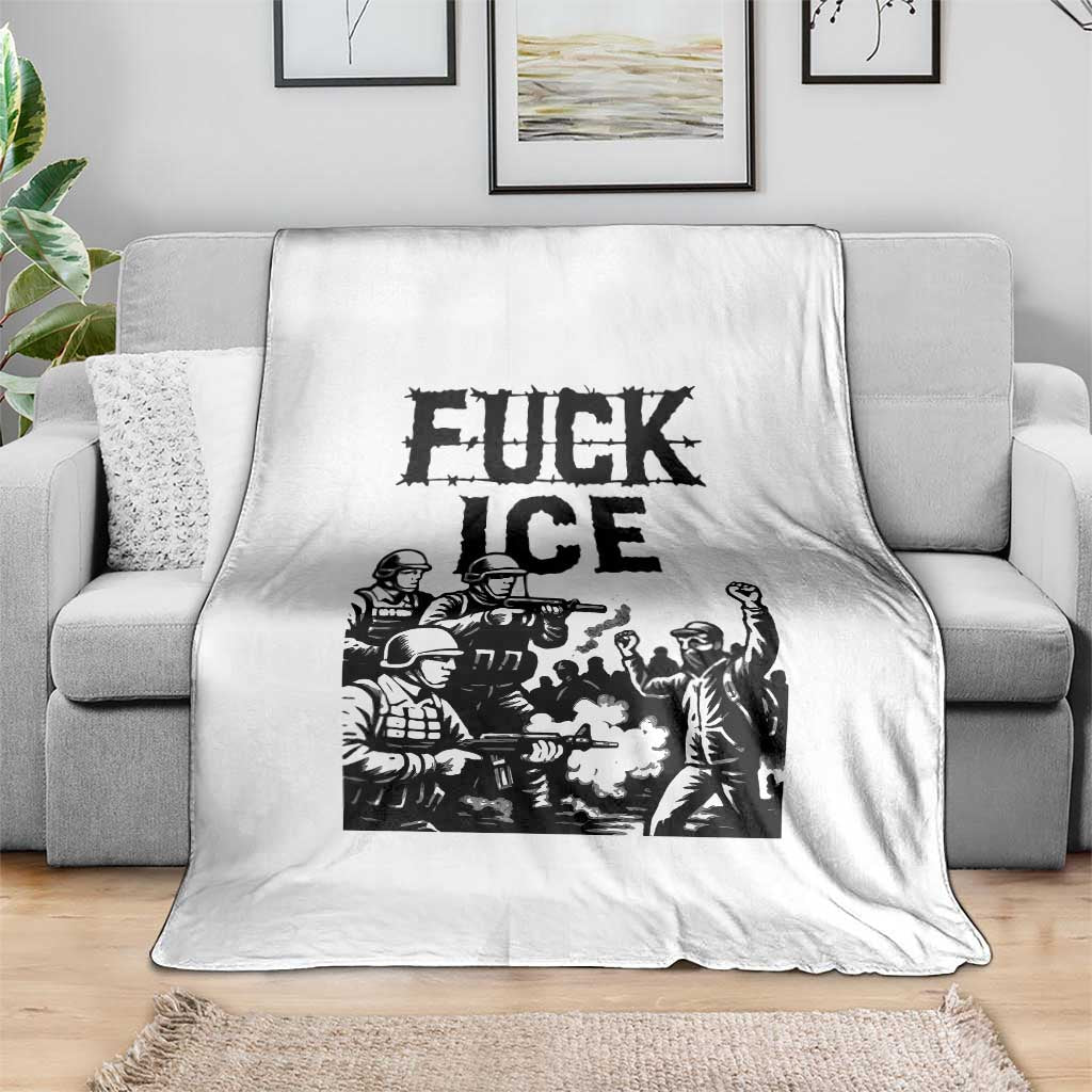 F Ice Riot Protest Graphic Throw Blanket Political Resistance Against Ice Violence TS02 Print Your Wear
