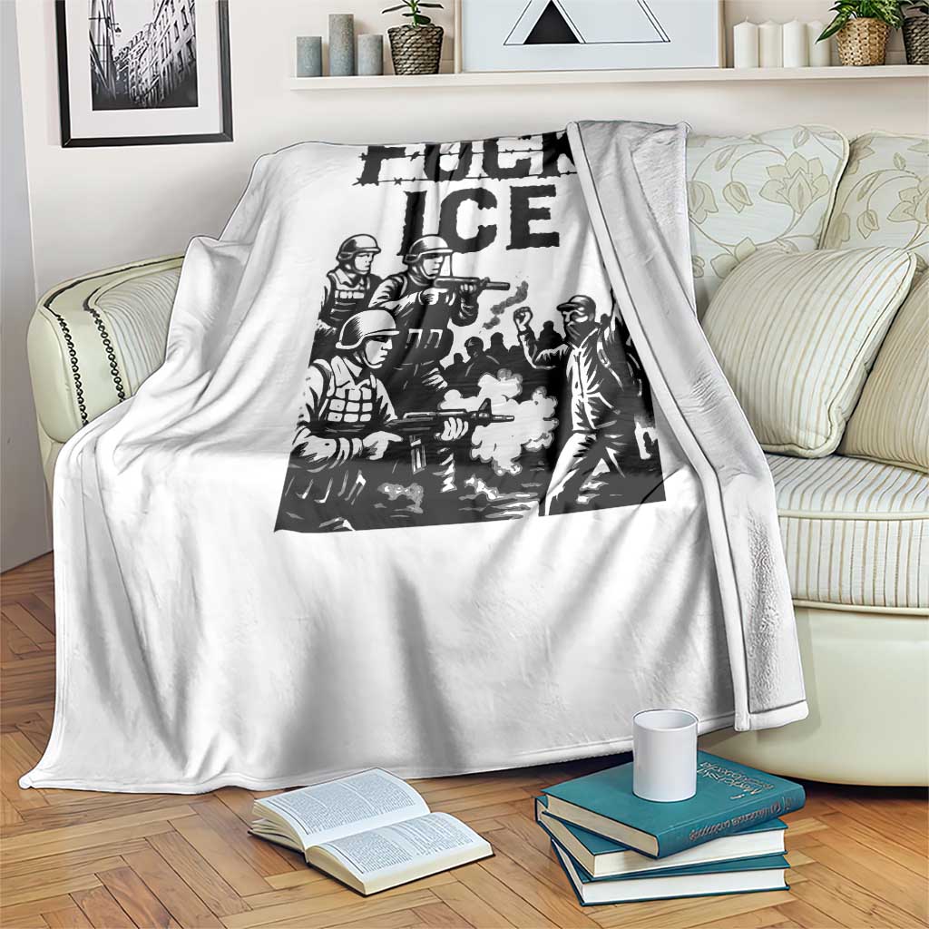 F Ice Riot Protest Graphic Throw Blanket Political Resistance Against Ice Violence TS02 Print Your Wear