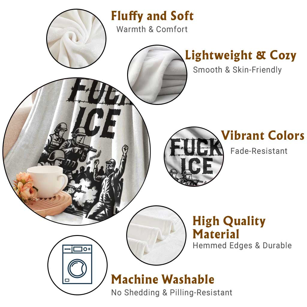 F Ice Riot Protest Graphic Throw Blanket Political Resistance Against Ice Violence TS02 Print Your Wear