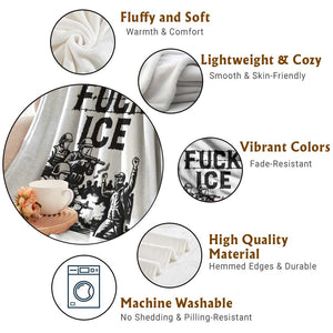 F Ice Riot Protest Graphic Throw Blanket Political Resistance Against Ice Violence TS02 Print Your Wear