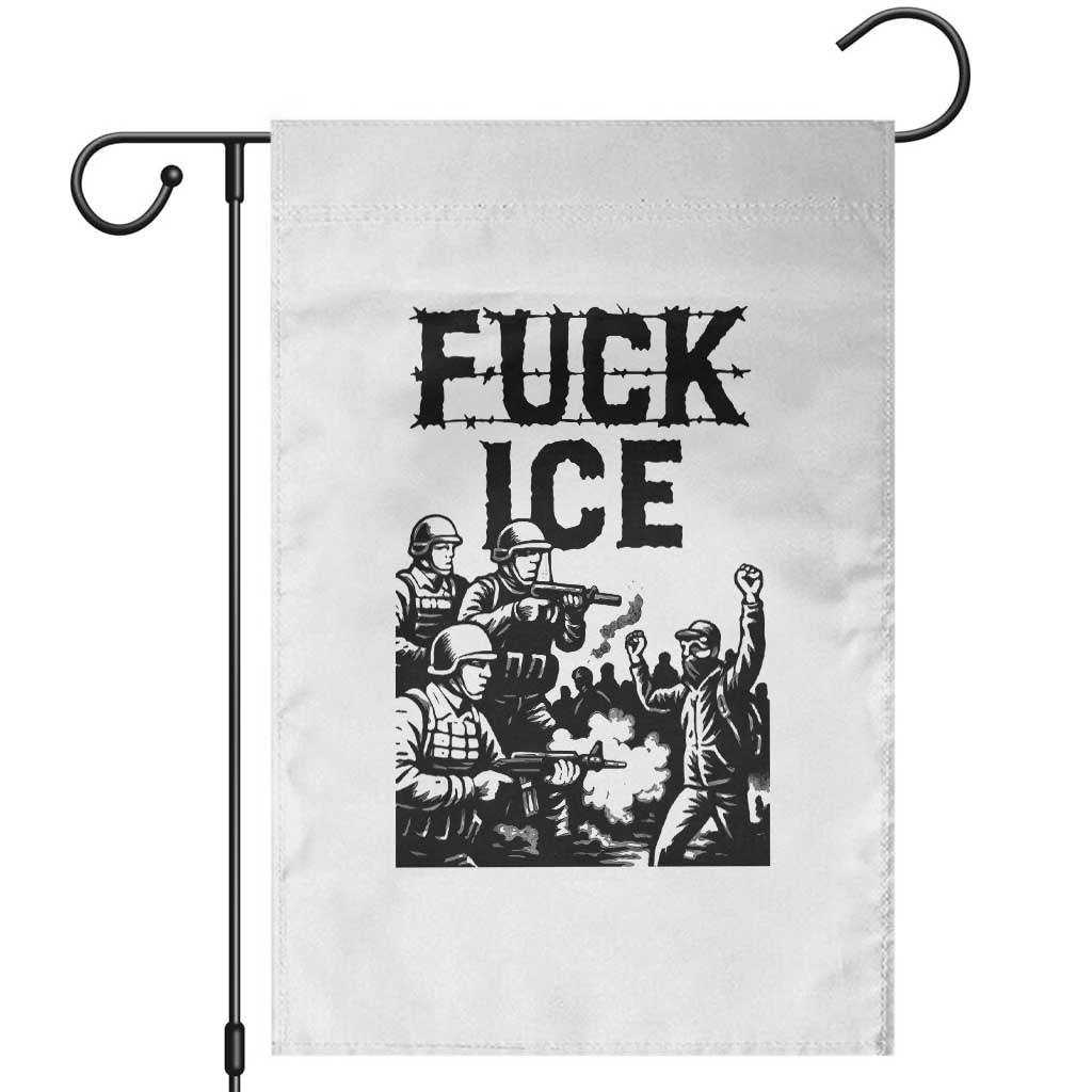 F Ice Riot Protest Graphic Garden Flag Political Resistance Against Ice Violence TS02 White Print Your Wear