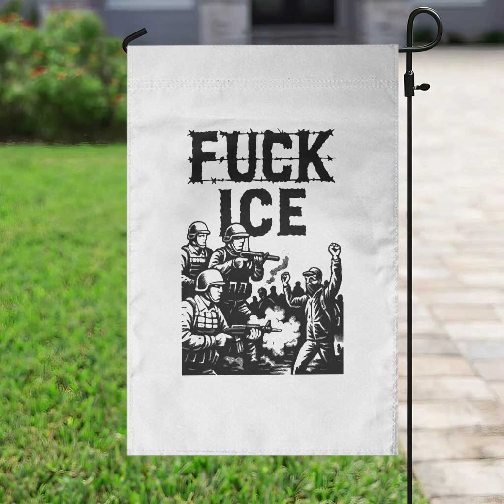 F Ice Riot Protest Graphic Garden Flag Political Resistance Against Ice Violence TS02 Print Your Wear