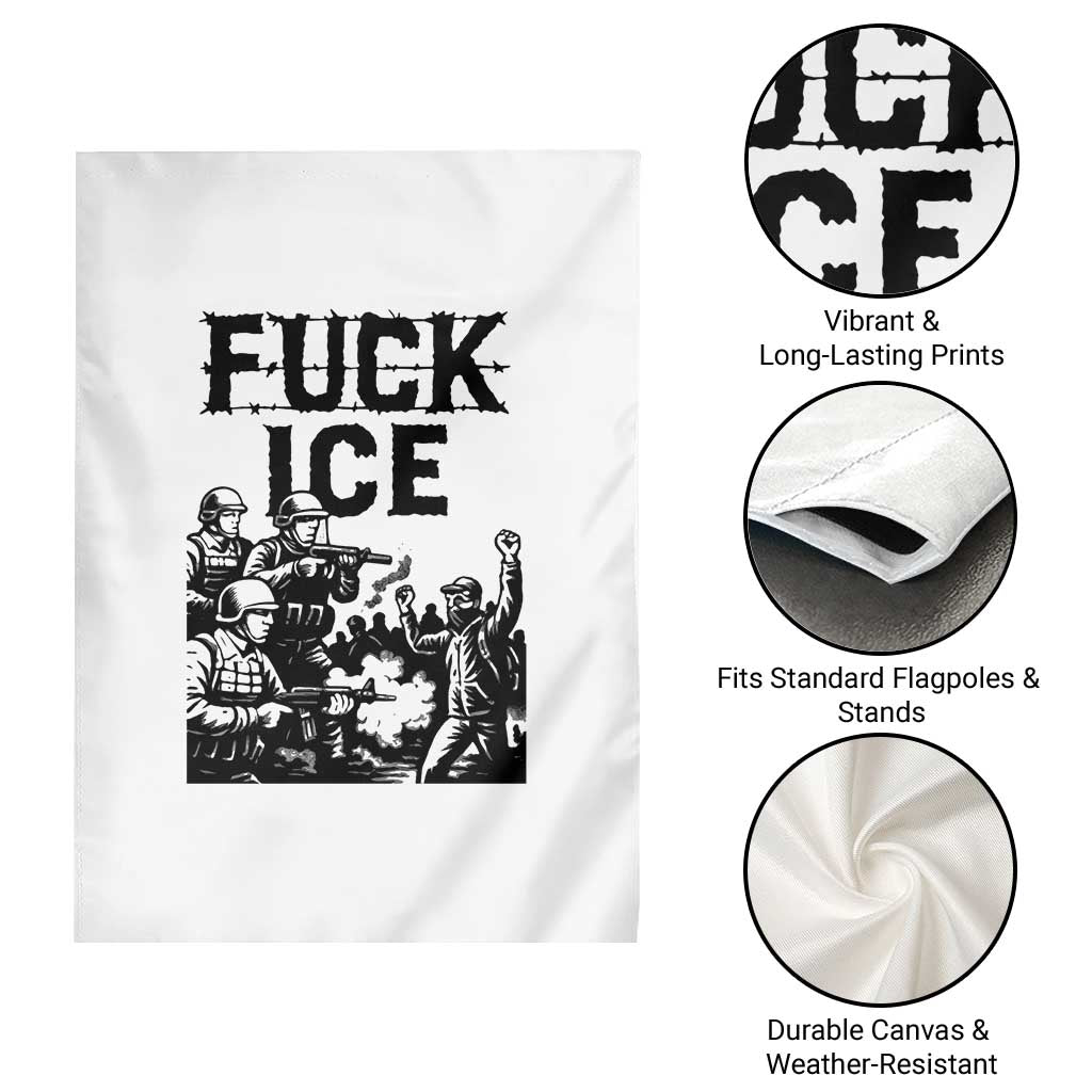 F Ice Riot Protest Graphic Garden Flag Political Resistance Against Ice Violence TS02 Print Your Wear