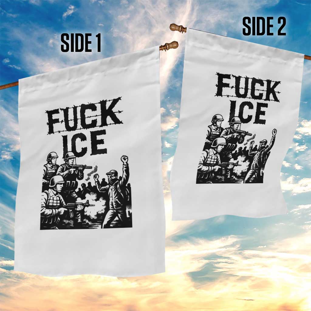 F Ice Riot Protest Graphic Garden Flag Political Resistance Against Ice Violence TS02 Print Your Wear