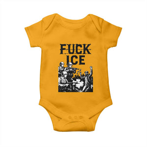 F Ice Riot Protest Graphic Baby Onesie Political Resistance Against Ice Violence TS02 Gold Print Your Wear