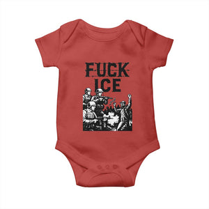 F Ice Riot Protest Graphic Baby Onesie Political Resistance Against Ice Violence TS02 Red Print Your Wear