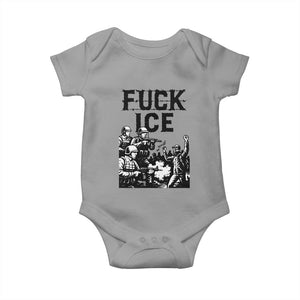 F Ice Riot Protest Graphic Baby Onesie Political Resistance Against Ice Violence TS02 Sport Gray Print Your Wear