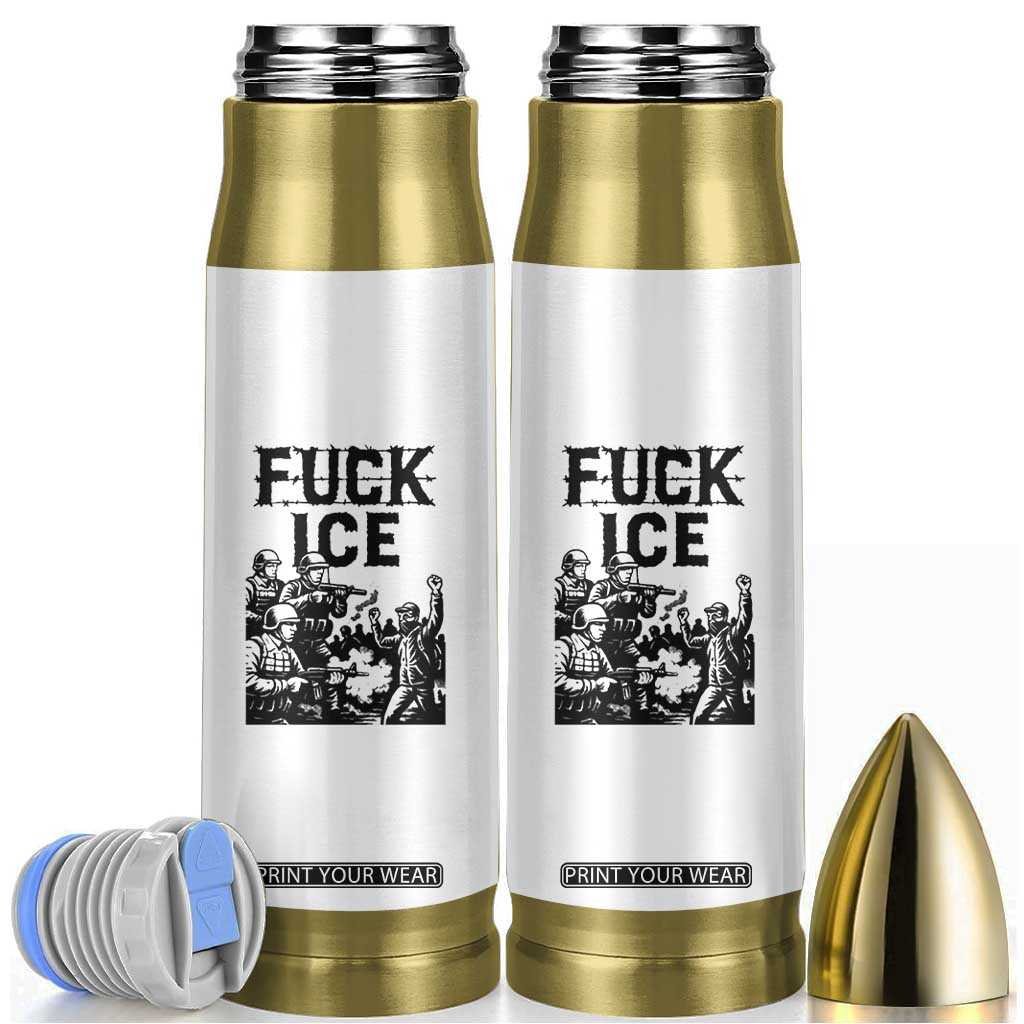 F Ice Riot Protest Graphic Bullet Tumbler Political Resistance Against Ice Violence TS02 White Print Your Wear