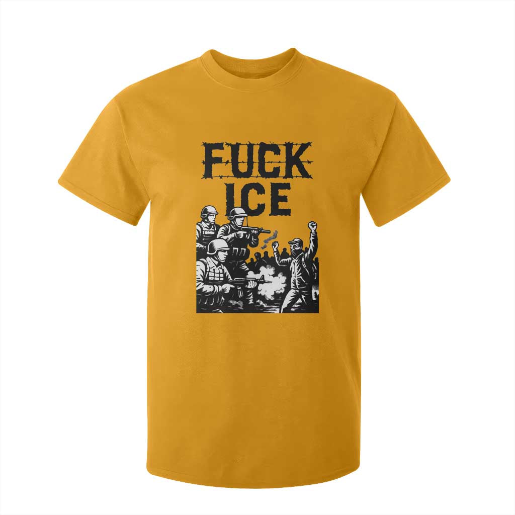 F Ice Riot Protest Graphic T Shirt For Kid Political Resistance Against Ice Violence TS02 Gold Print Your Wear