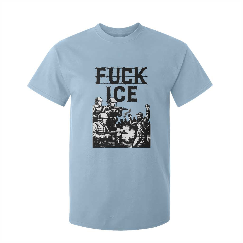 F Ice Riot Protest Graphic T Shirt For Kid Political Resistance Against Ice Violence TS02 Light Blue Print Your Wear
