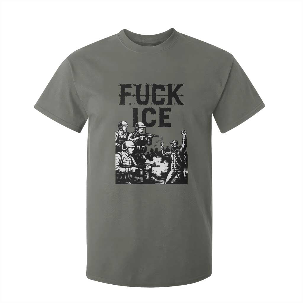 F Ice Riot Protest Graphic T Shirt For Kid Political Resistance Against Ice Violence TS02 Military Green Print Your Wear