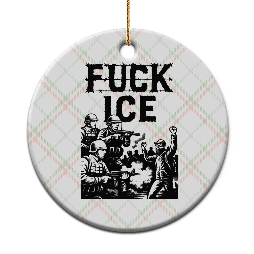 F Ice Riot Protest Graphic Ceramic Ornament Political Resistance Against Ice Violence TS02 1pc Christmas Plaid Print Your Wear