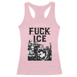 F Ice Riot Protest Graphic Racerback Tank Top Political Resistance Against Ice Violence TS02 Light Pink Print Your Wear