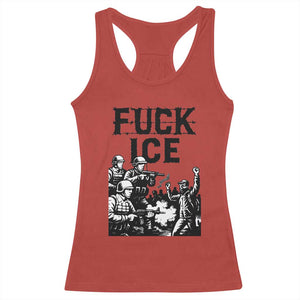 F Ice Riot Protest Graphic Racerback Tank Top Political Resistance Against Ice Violence TS02 Red Print Your Wear