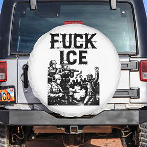 F Ice Riot Protest Graphic Spare Tire Cover Political Resistance Against Ice Violence TS02 No hole White Print Your Wear
