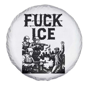 F Ice Riot Protest Graphic Spare Tire Cover Political Resistance Against Ice Violence TS02 Print Your Wear