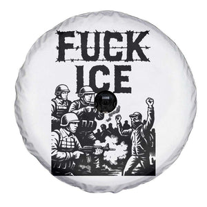 F Ice Riot Protest Graphic Spare Tire Cover Political Resistance Against Ice Violence TS02 Print Your Wear