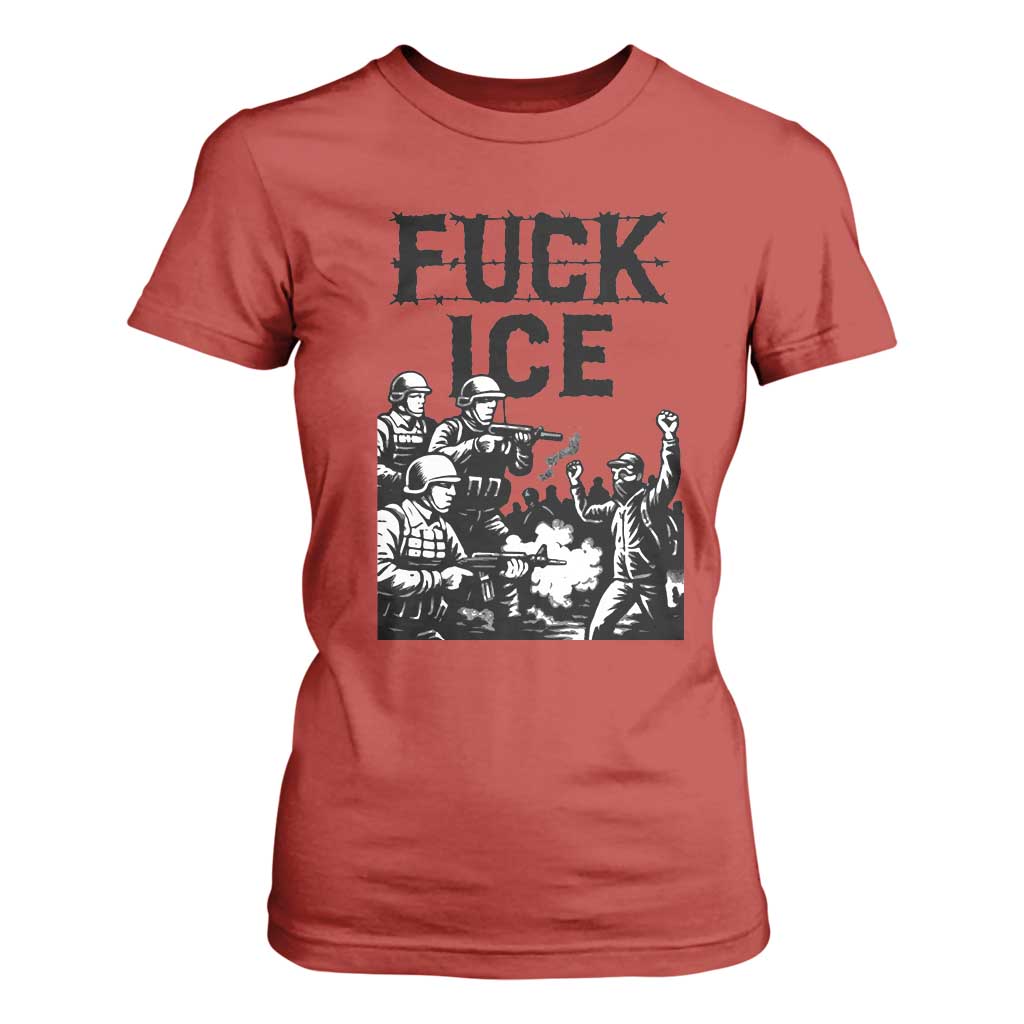F Ice Riot Protest Graphic T Shirt For Women Political Resistance Against Ice Violence TS02 Red Print Your Wear