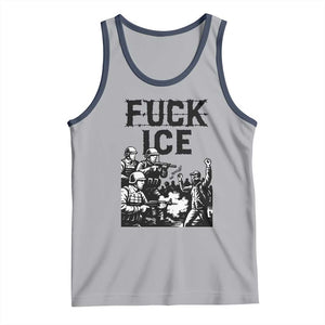 F Ice Riot Protest Graphic Tank Top Political Resistance Against Ice Violence TS02 Athletic Heather Navy Print Your Wear