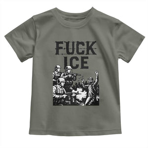 F Ice Riot Protest Graphic Toddler T Shirt Political Resistance Against Ice Violence TS02 Military Green Print Your Wear