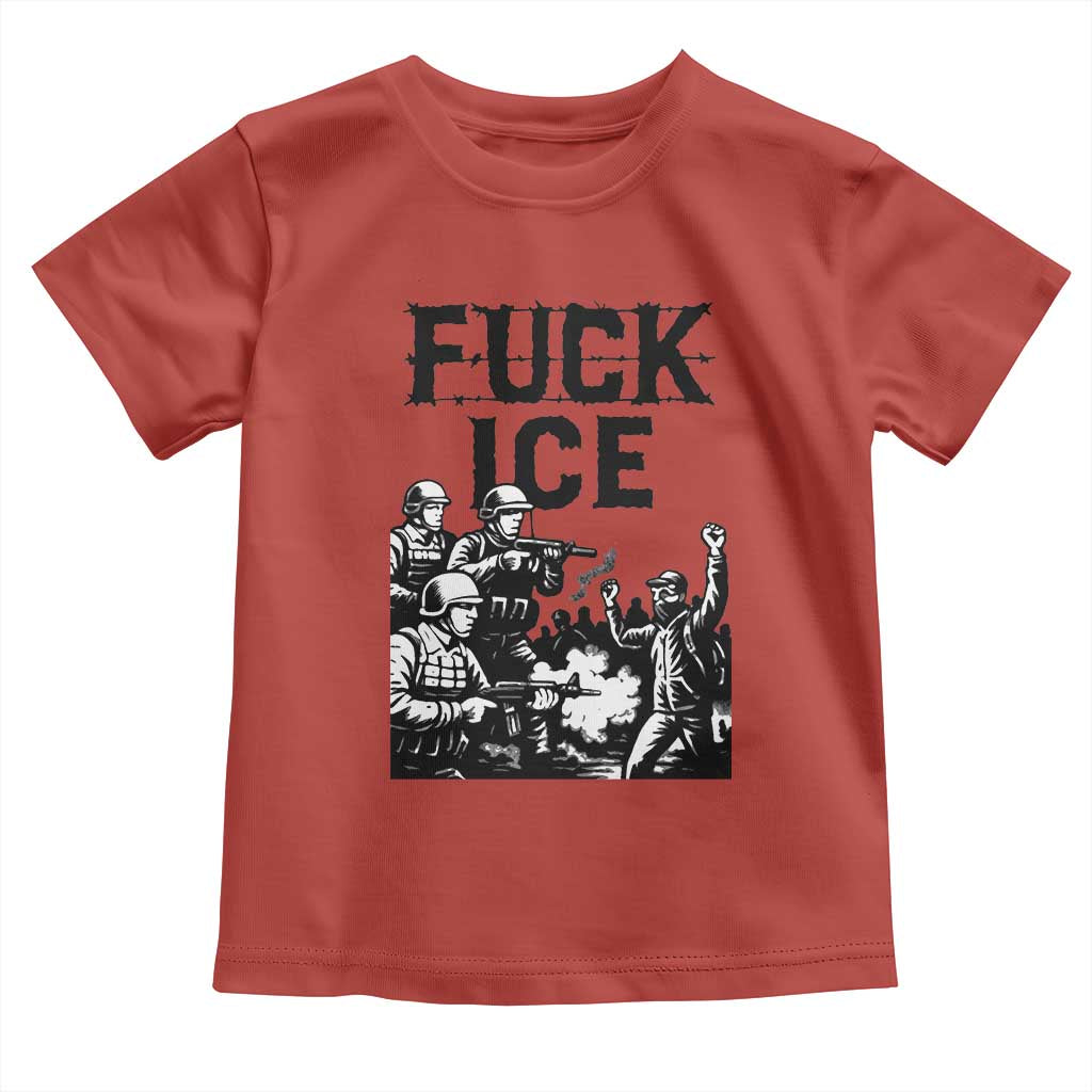 F Ice Riot Protest Graphic Toddler T Shirt Political Resistance Against Ice Violence TS02 Red Print Your Wear