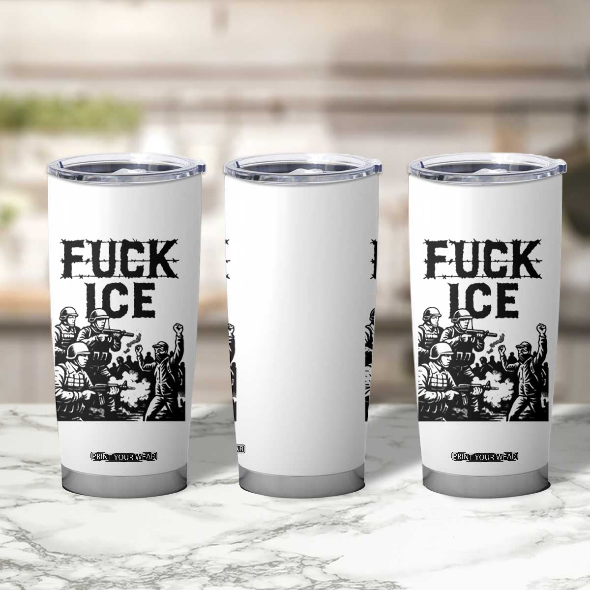 F Ice Riot Protest Graphic Tumbler Cup Political Resistance Against Ice Violence TS02 Print Your Wear