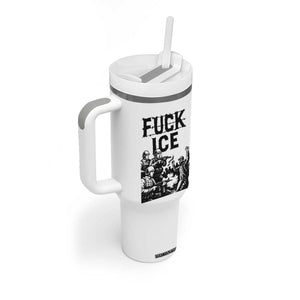 F Ice Riot Protest Graphic Tumbler With Handle Political Resistance Against Ice Violence TS02 Print Your Wear