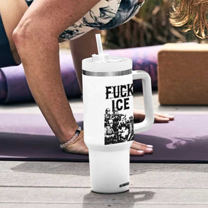 F Ice Riot Protest Graphic Tumbler With Handle Political Resistance Against Ice Violence TS02 Print Your Wear