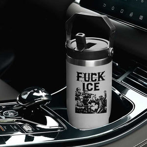 F Ice Riot Protest Graphic Flip Straw Tumbler Political Resistance Against Ice Violence TS02 Print Your Wear
