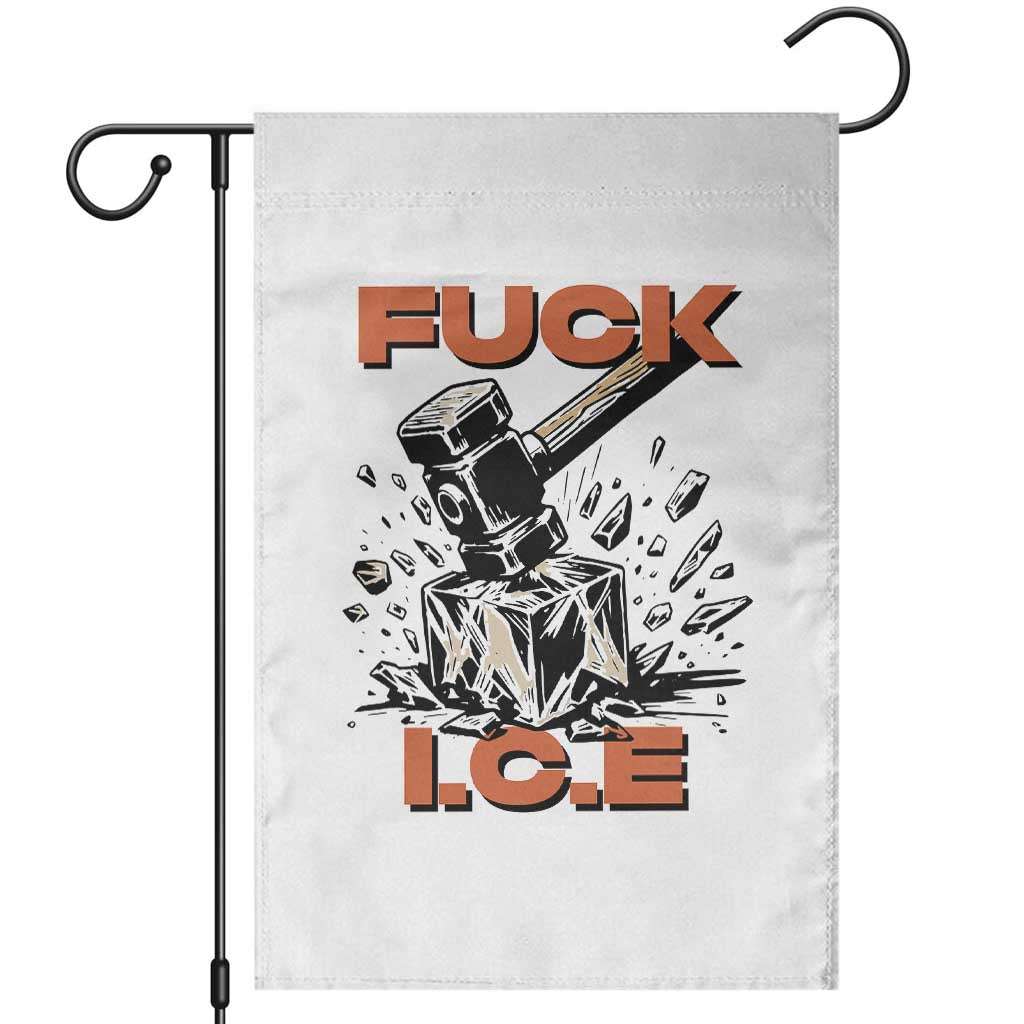 Crush Ice Protest Graphic Garden Flag Sledgehammer Smash Against Ice Political Resistance TS02 White Print Your Wear