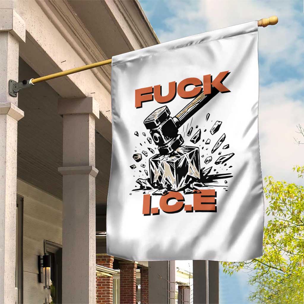 Crush Ice Protest Graphic Garden Flag Sledgehammer Smash Against Ice Political Resistance TS02 Print Your Wear
