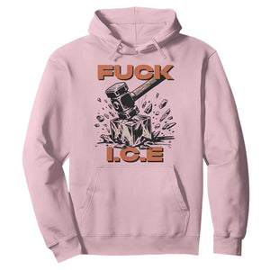 Crush Ice Protest Graphic Hoodie Sledgehammer Smash Against Ice Political Resistance TS02 Light Pink Print Your Wear
