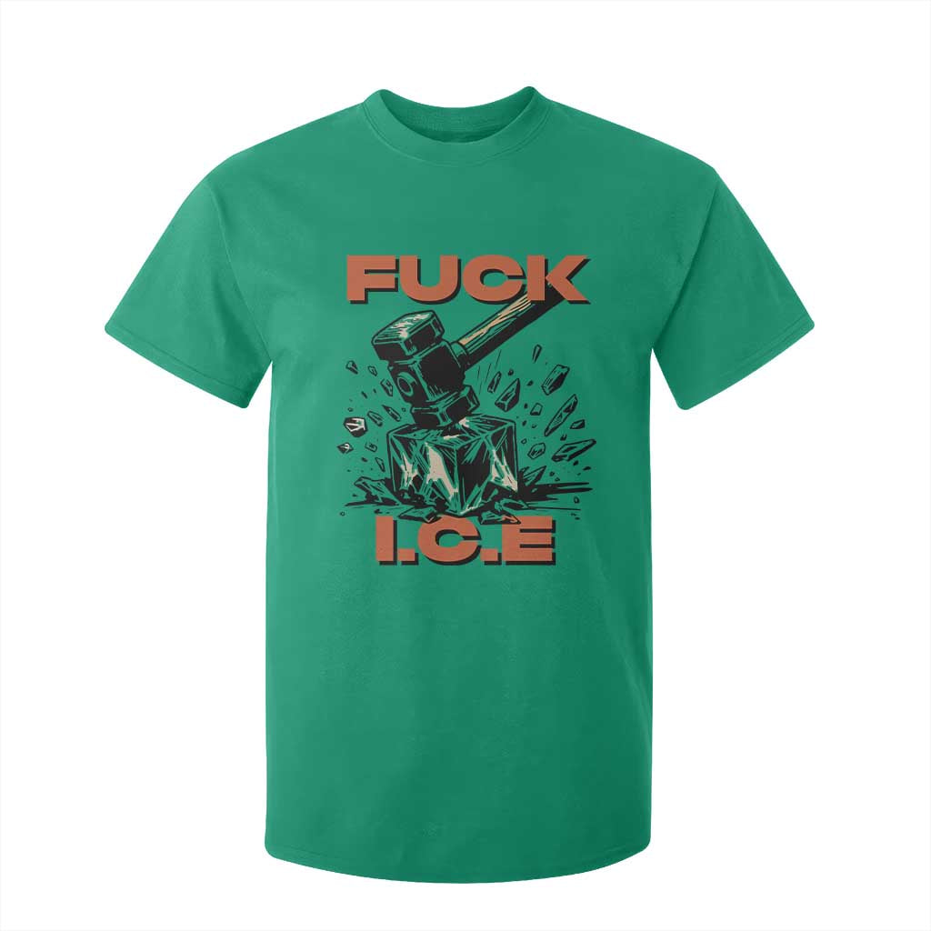 Crush Ice Protest Graphic T Shirt For Kid Sledgehammer Smash Against Ice Political Resistance TS02 Irish Green Print Your Wear