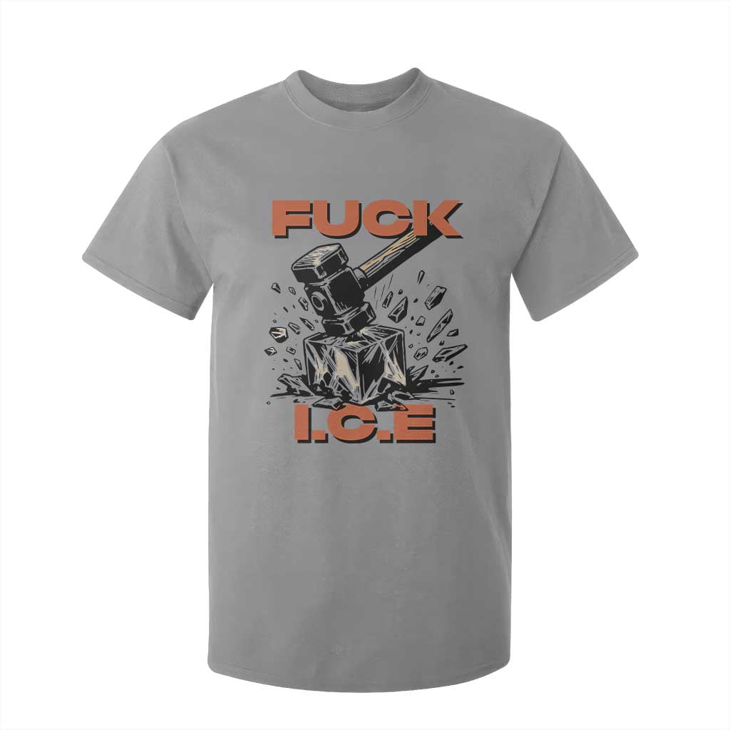 Crush Ice Protest Graphic T Shirt For Kid Sledgehammer Smash Against Ice Political Resistance TS02 Sport Gray Print Your Wear