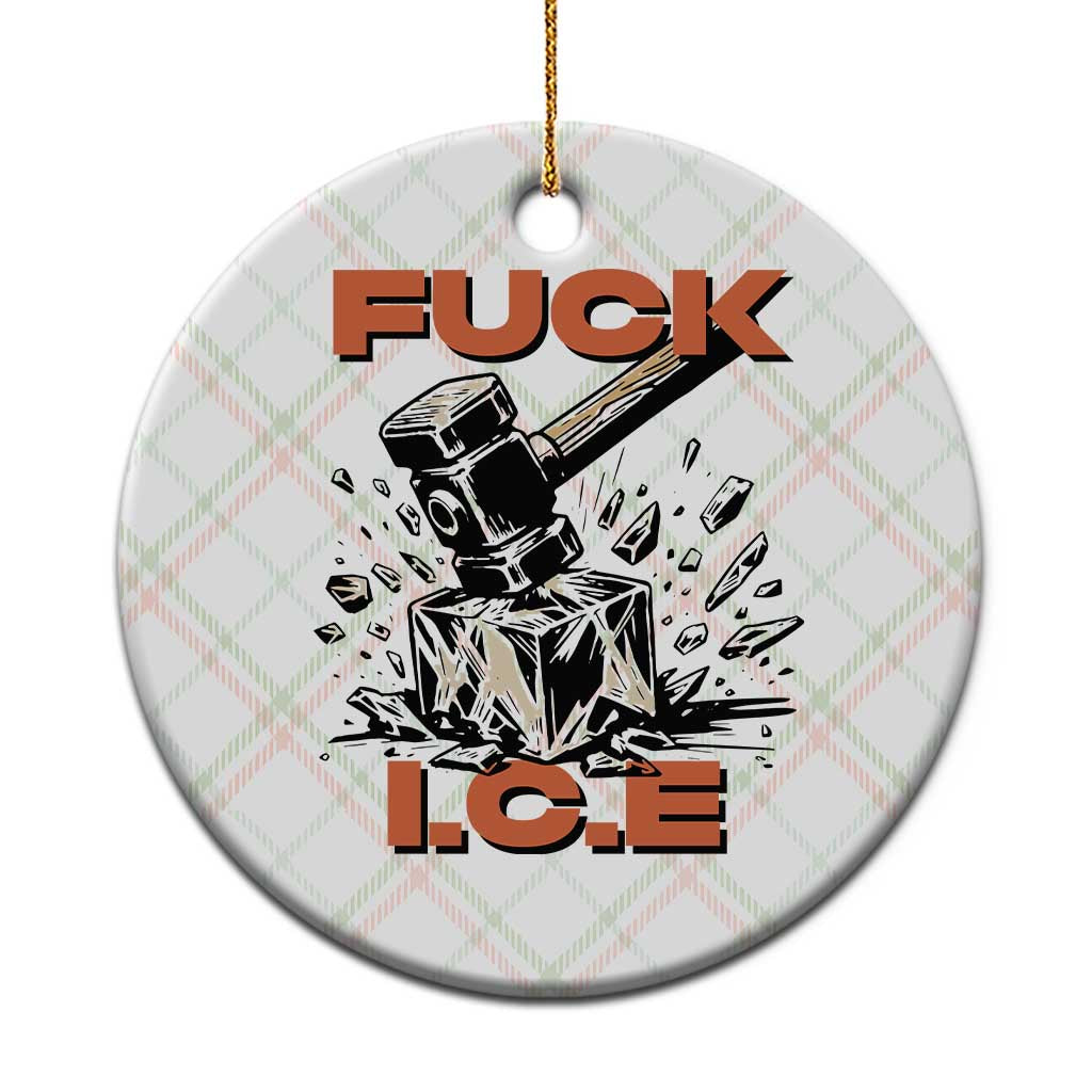 Crush Ice Protest Graphic Ceramic Ornament Sledgehammer Smash Against Ice Political Resistance TS02 1pc Christmas Plaid Print Your Wear
