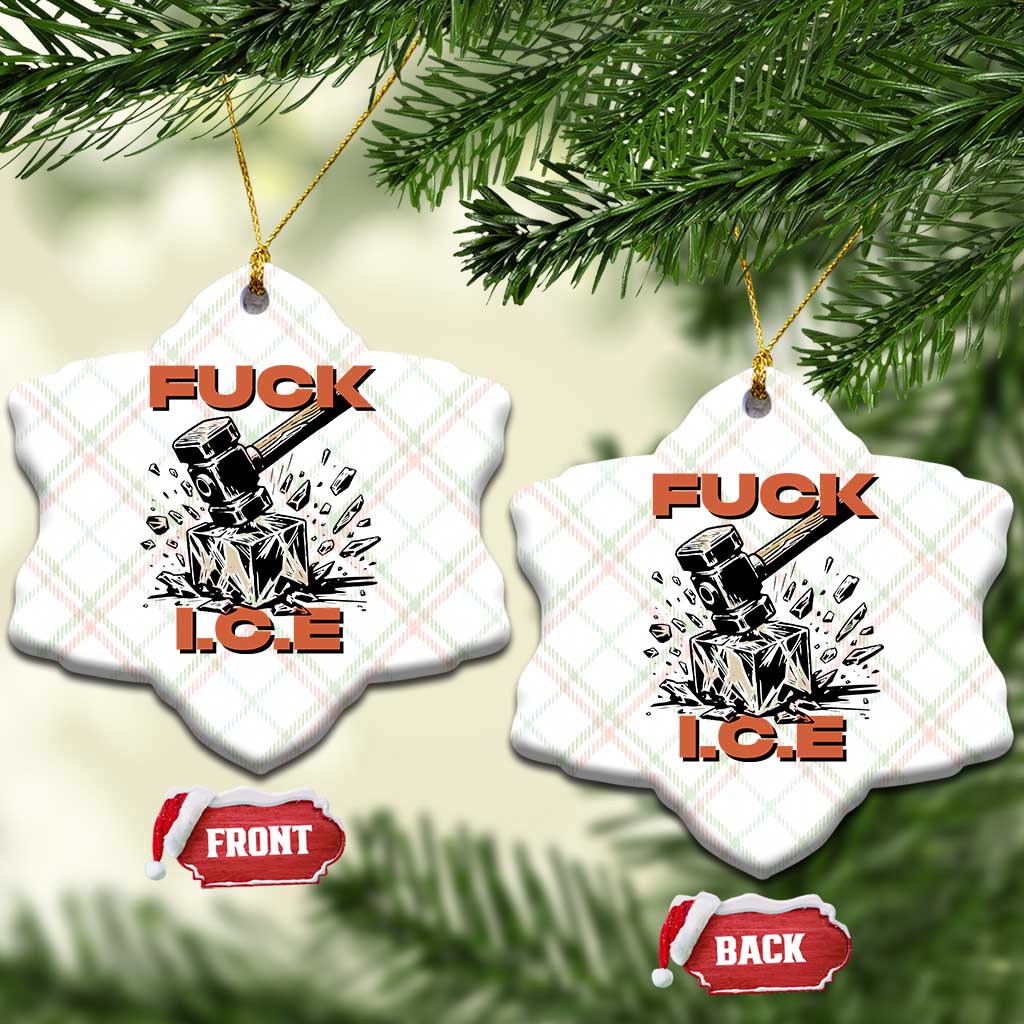 Crush Ice Protest Graphic Ceramic Ornament Sledgehammer Smash Against Ice Political Resistance TS02 Print Your Wear