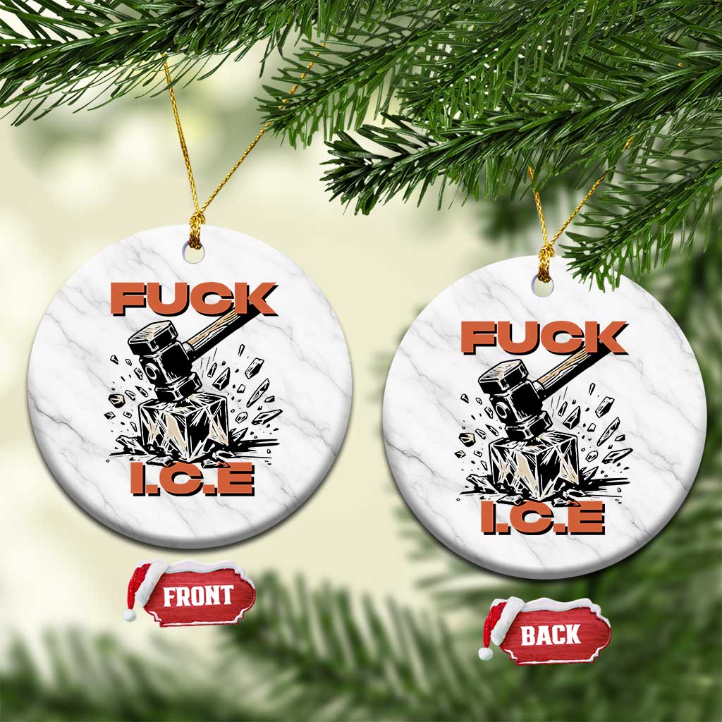 Crush Ice Protest Graphic Ceramic Ornament Sledgehammer Smash Against Ice Political Resistance TS02 1pc White Marble Print Your Wear
